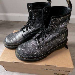 Metallic splatter suede Dr. Martens